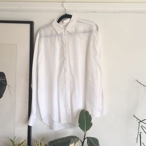 Everlane White Linen Long-Sleeve Button-Down
